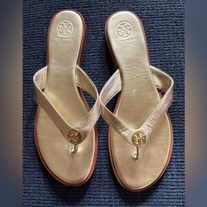 Tory Burch Benton Thong  Metallic Gold Sandals